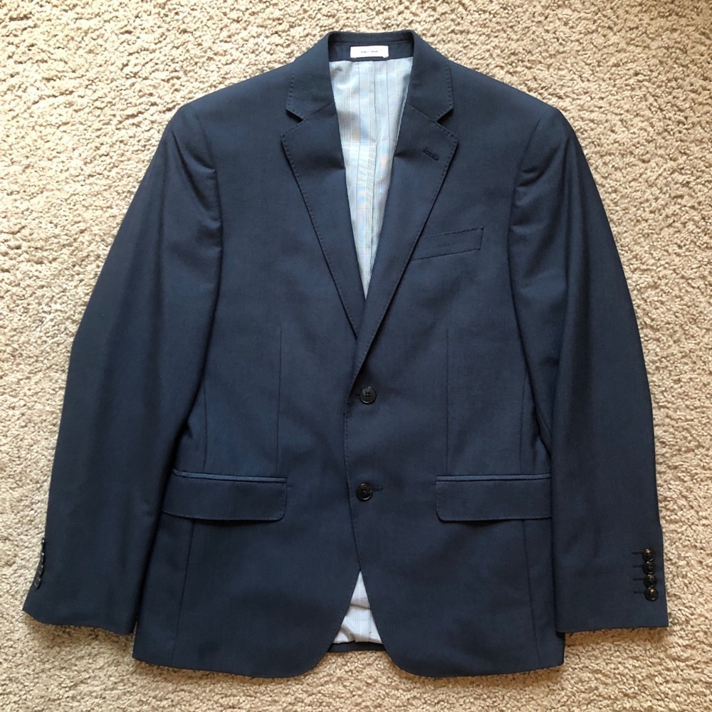 J. Ferrar Navy Slim Fit Blazer